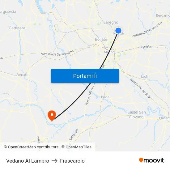 Vedano Al Lambro to Frascarolo map