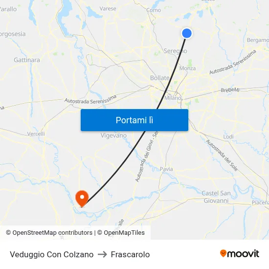 Veduggio Con Colzano to Frascarolo map