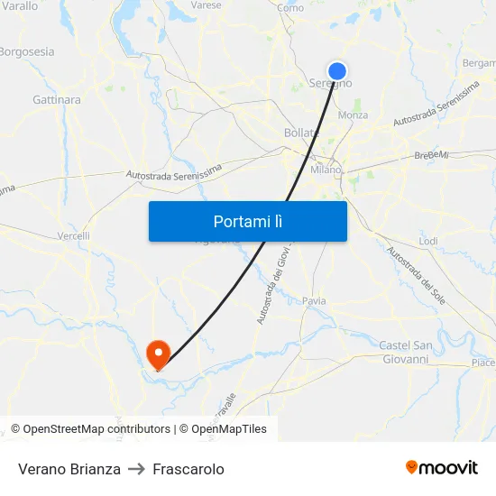 Verano Brianza to Frascarolo map