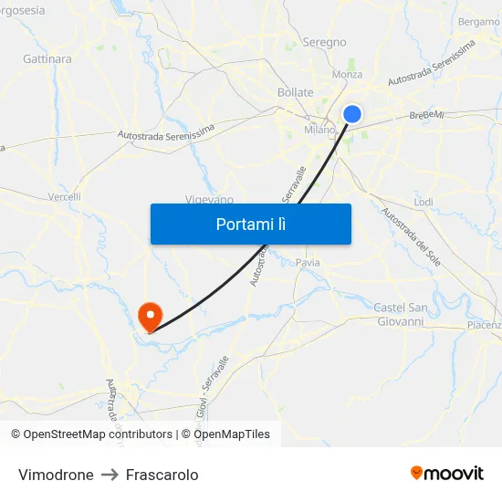 Vimodrone to Frascarolo map