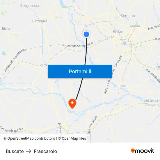 Buscate to Frascarolo map