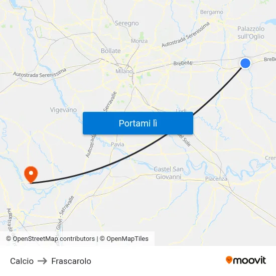 Calcio to Frascarolo map