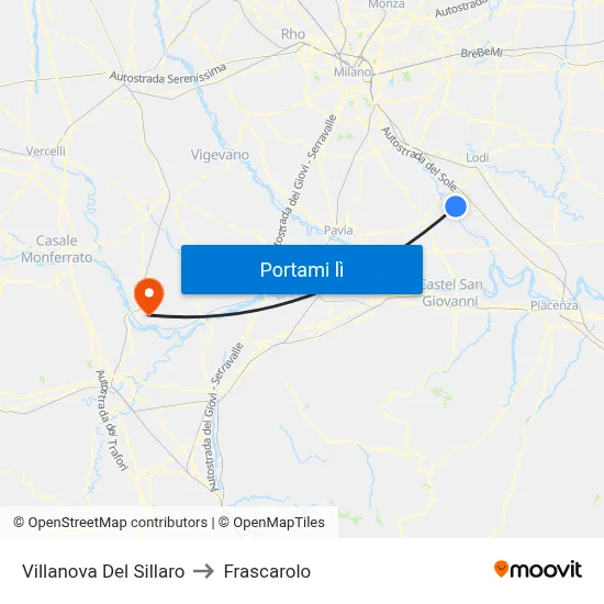 Villanova Del Sillaro to Frascarolo map