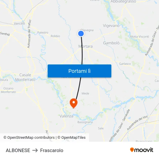ALBONESE to Frascarolo map