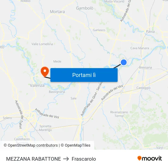 MEZZANA RABATTONE to Frascarolo map