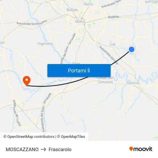 MOSCAZZANO to Frascarolo map