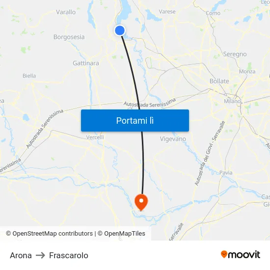Arona to Frascarolo map