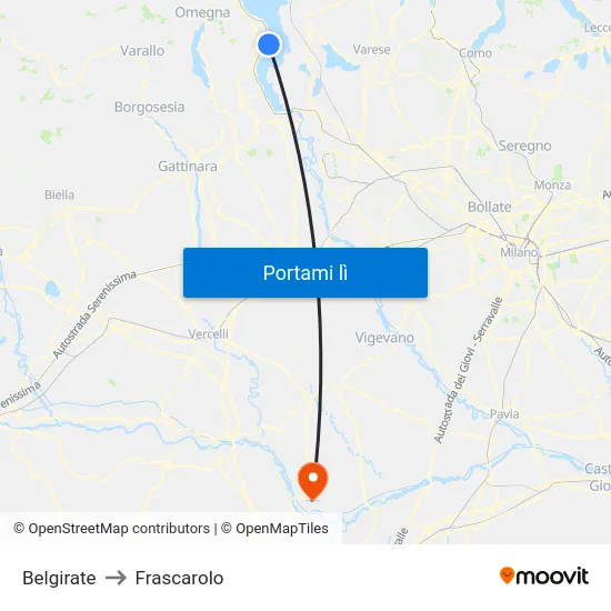 Belgirate to Frascarolo map