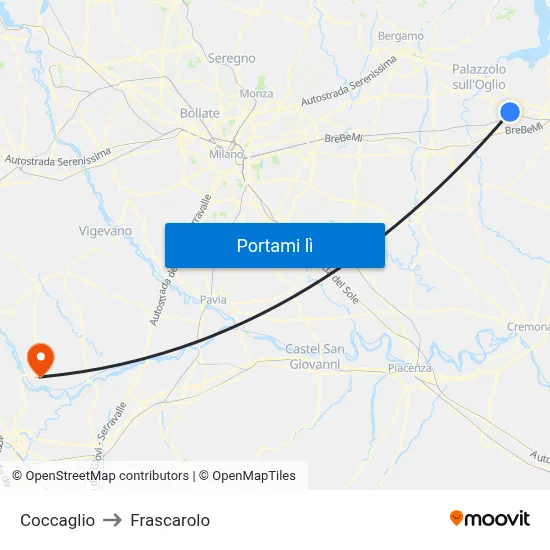 Coccaglio to Frascarolo map