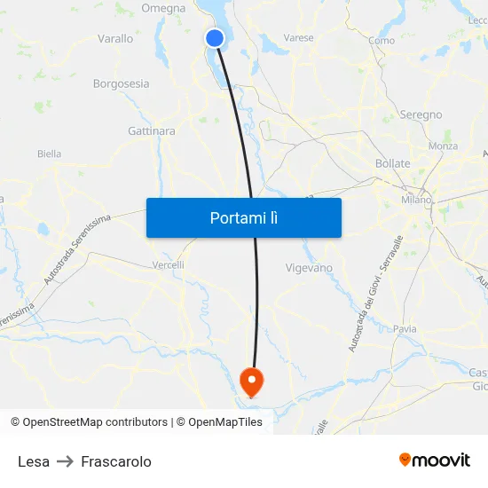 Lesa to Frascarolo map