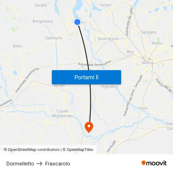 Dormelletto to Frascarolo map