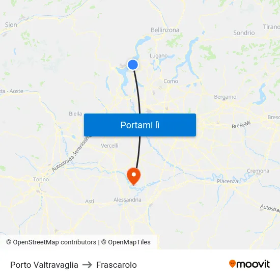 Porto Valtravaglia to Frascarolo map
