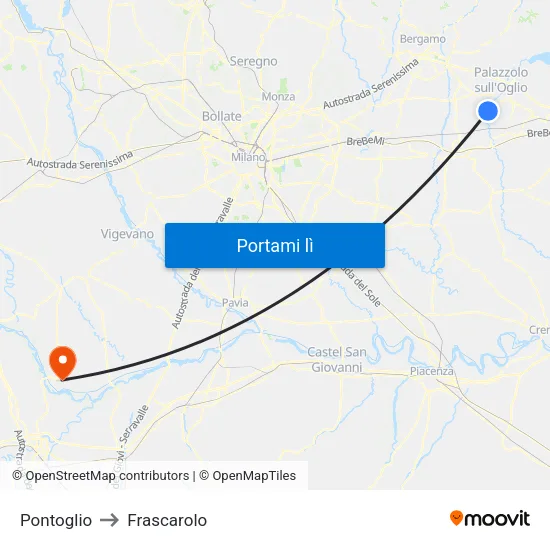 Pontoglio to Frascarolo map