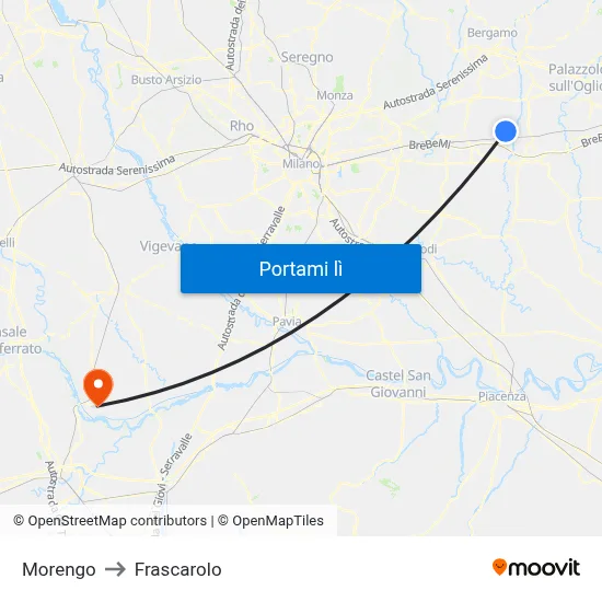 Morengo to Frascarolo map