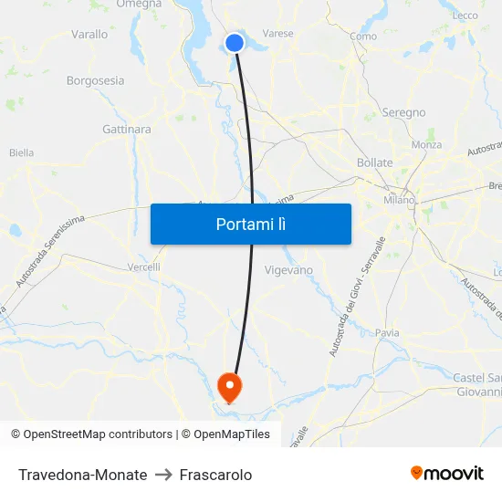 Travedona-Monate to Frascarolo map