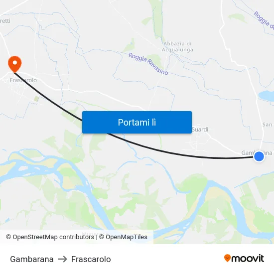 Gambarana to Frascarolo map