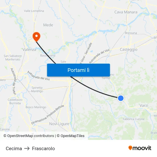 Cecima to Frascarolo map