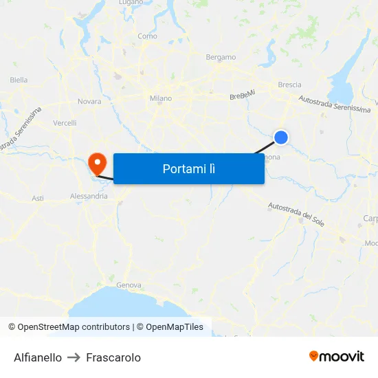 Alfianello to Frascarolo map