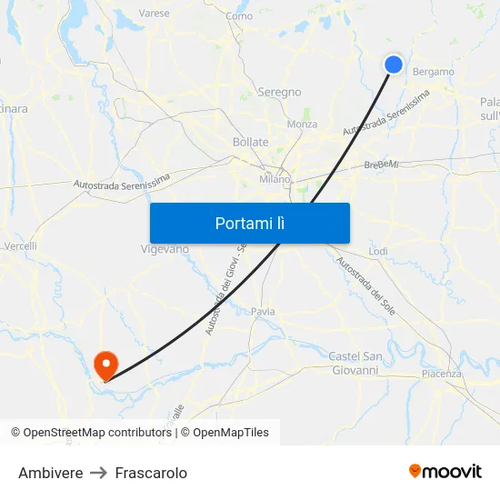 Ambivere to Frascarolo map