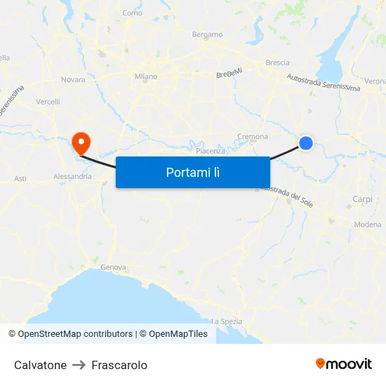 Calvatone to Frascarolo map