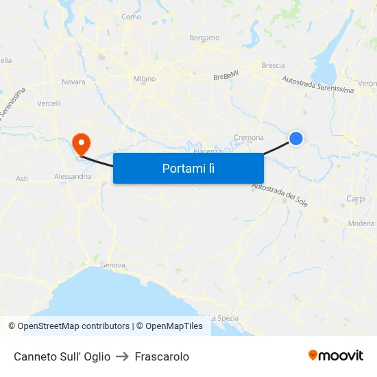 Canneto Sull' Oglio to Frascarolo map