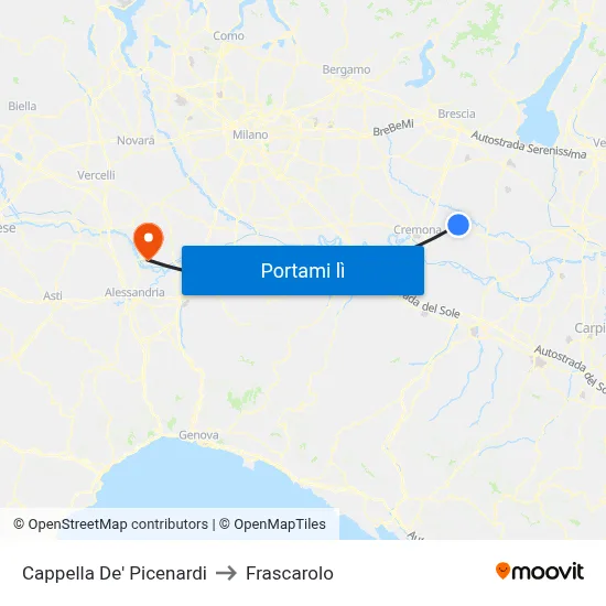 Cappella De' Picenardi to Frascarolo map