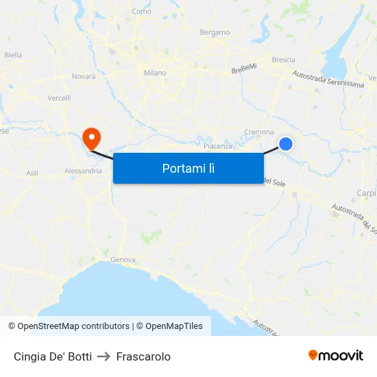 Cingia De' Botti to Frascarolo map