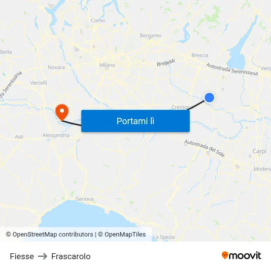Fiesse to Frascarolo map