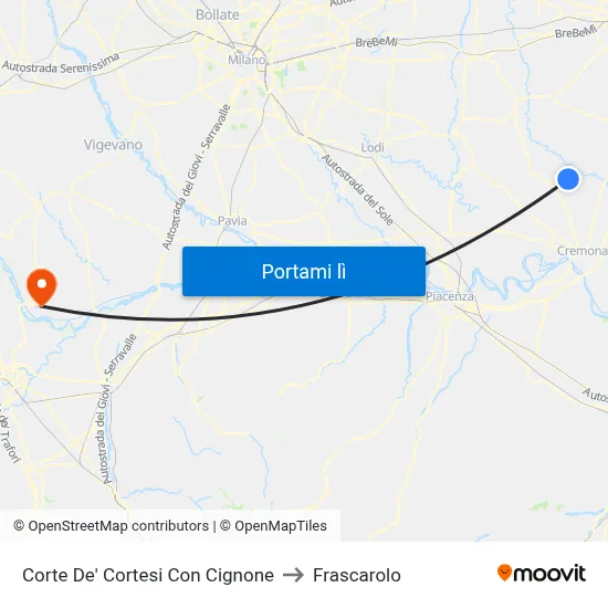 Corte De' Cortesi Con Cignone to Frascarolo map