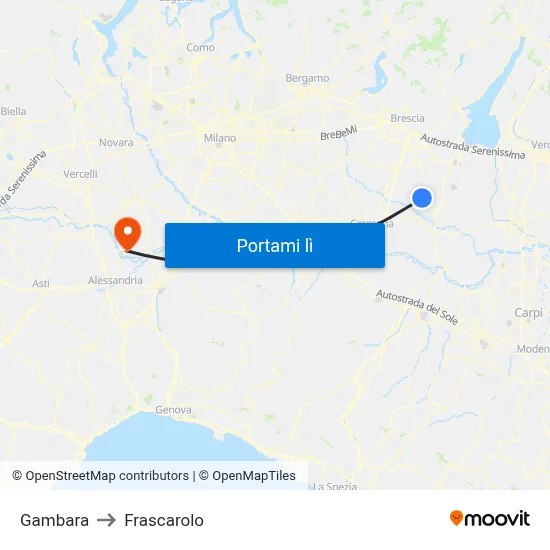 Gambara to Frascarolo map