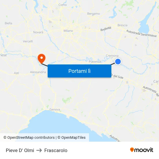 Pieve D' Olmi to Frascarolo map