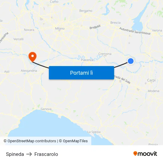 Spineda to Frascarolo map