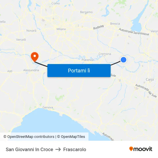 San Giovanni In Croce to Frascarolo map