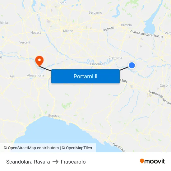 Scandolara Ravara to Frascarolo map