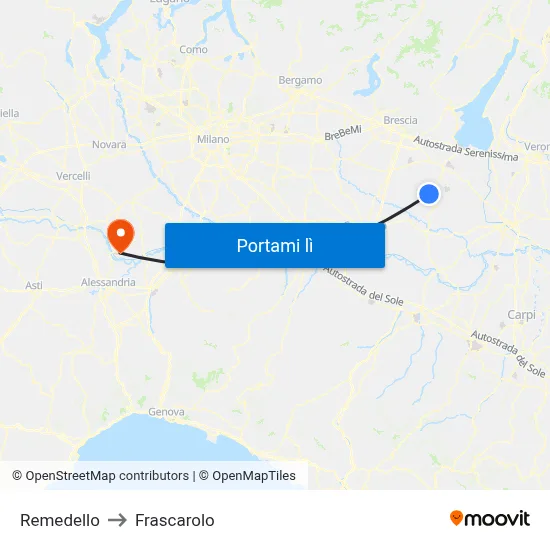 Remedello to Frascarolo map