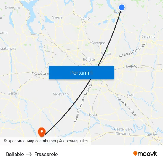 Ballabio to Frascarolo map