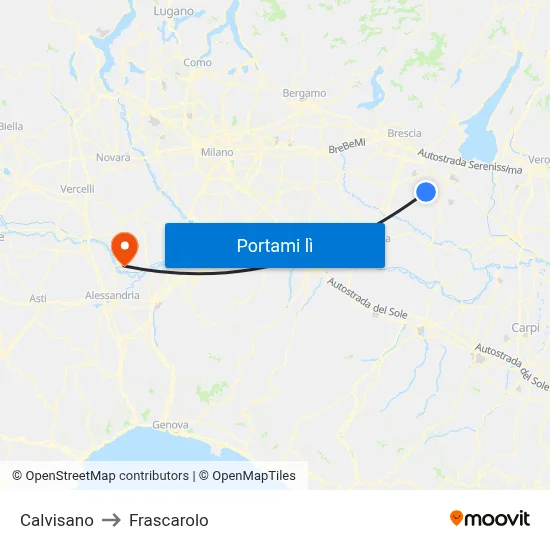 Calvisano to Frascarolo map