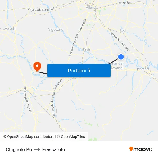 Chignolo Po to Frascarolo map