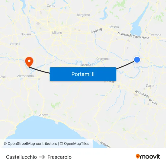 Castellucchio to Frascarolo map