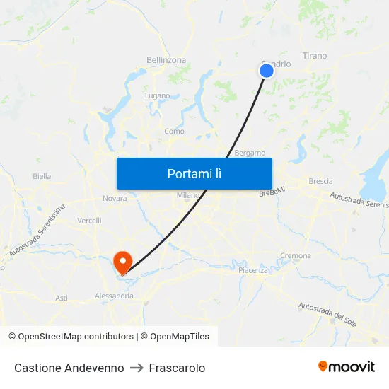 Castione Andevenno to Frascarolo map