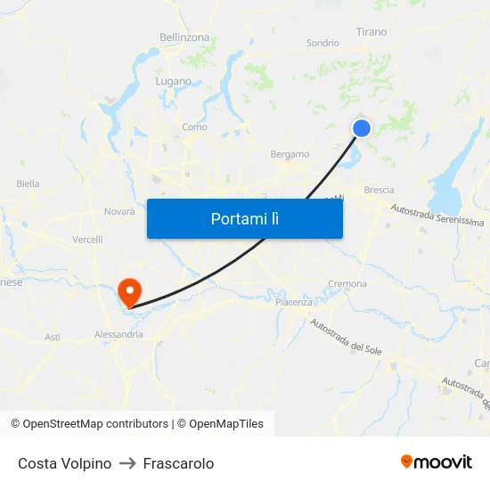 Costa Volpino to Frascarolo map