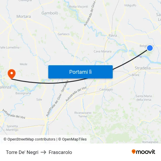 Torre De' Negri to Frascarolo map