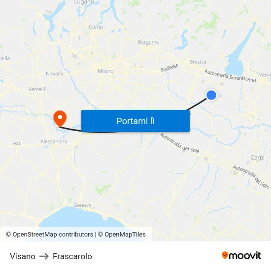 Visano to Frascarolo map