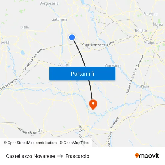 Castellazzo Novarese to Frascarolo map