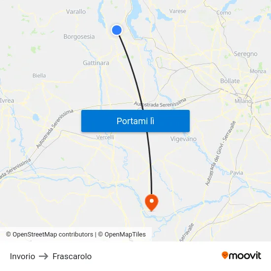 Invorio to Frascarolo map