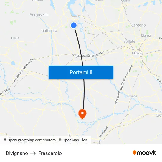 Divignano to Frascarolo map