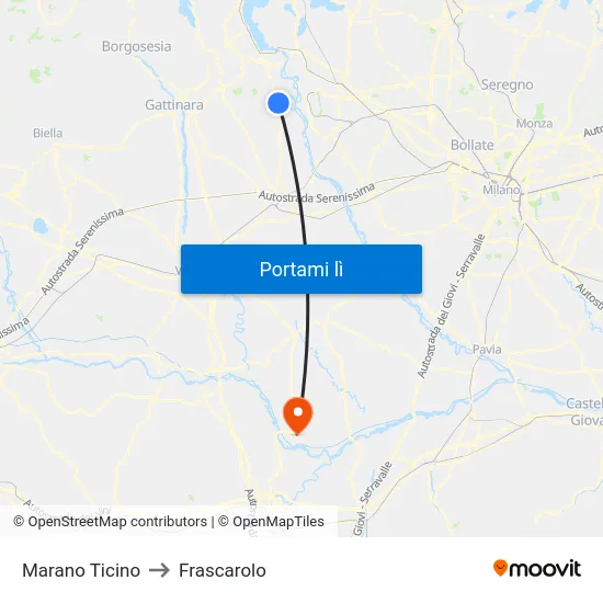 Marano Ticino to Frascarolo map