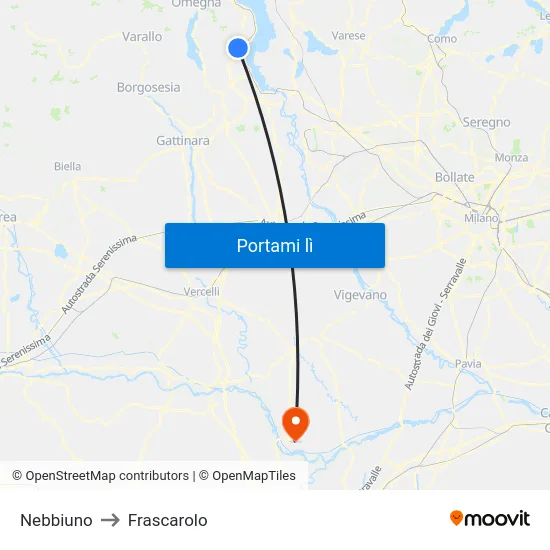 Nebbiuno to Frascarolo map