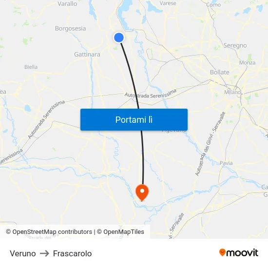 Veruno to Frascarolo map