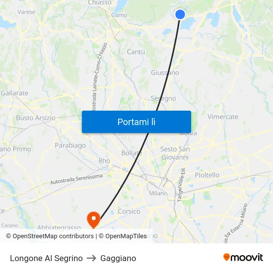 Longone Al Segrino to Gaggiano map